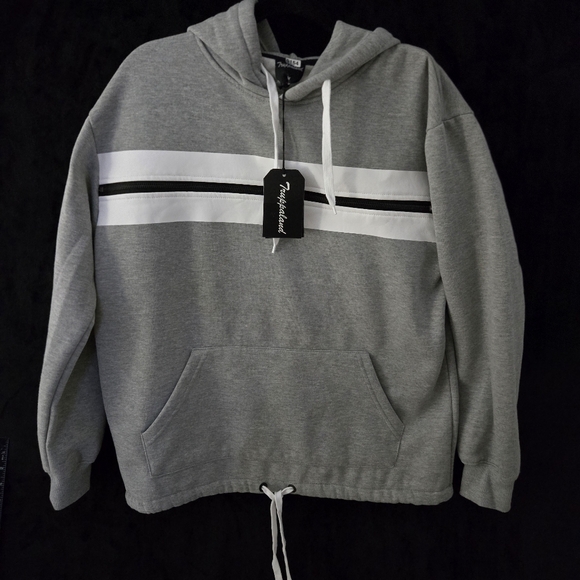 Other - NWT sweatshirt w faux leather striped detail
